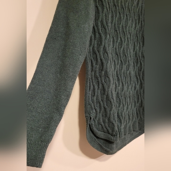 Sonoma Cable Knit Forest Green long sleeve sweater Size M - Picture 5 of 7